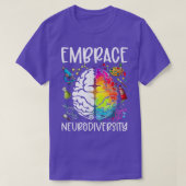 Embrace Neurodiversity Brain Rainbow ADHD Autism A Tシャツ (デザイン正面)