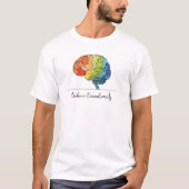Embrace Neurodiversity Line Art Rainbow Brain Tシャツ (正面)