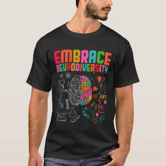 Embrace Neurodiversity Rainbow Brain Autism Awaren Tシャツ