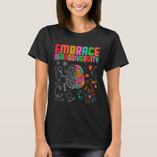 Embrace Neurodiversity Rainbow Brain Autism Awaren Tシャツ