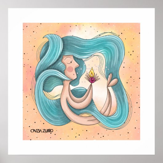 Embrace of Light – Original Illustration Poster ポスター (正面)