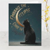 "Embrace the Eclipse" Celestial Cat Illustration カード (黄色い花)