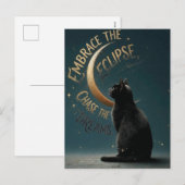 "Embrace the Eclipse" Celestial Cat Illustration シーズンポストカード (正面/裏面)