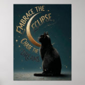 "Embrace the Eclipse" Celestial Cat Illustration ポスター (正面)