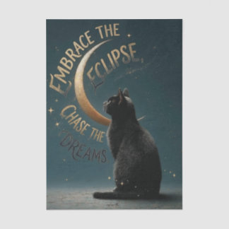 "Embrace the Eclipse" Celestial Cat Illustration 薄葉紙