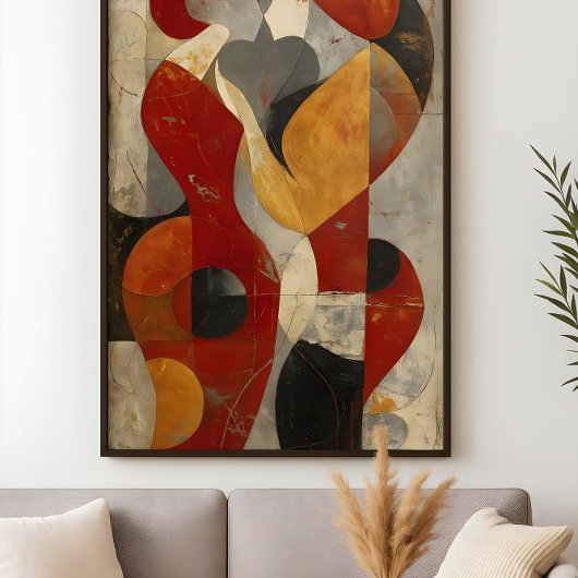 Embrace Them – Modern Silhouette Lovers Art in Red ポスター