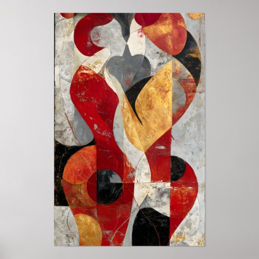 Embrace Them – Modern Silhouette Lovers Art in Red ポスター (正面)