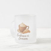 Embrace This Season Frosted Mug – Cozy Cocoa Café フロストグラスマグカップ (正面左)
