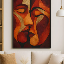 Embrace You – Romantic Couple Kiss Abstract Art ポスター