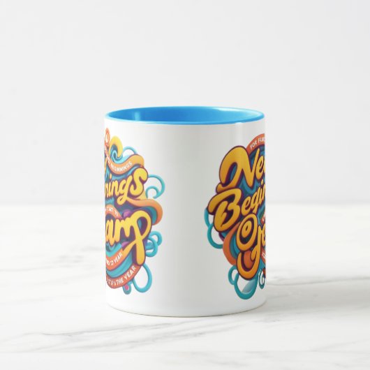 “Embrace your big dreams with every sip. New begin マグカップ (中央)