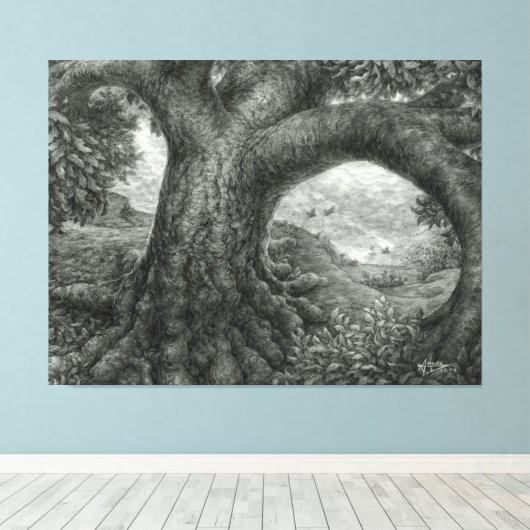 Embracing Risk Tree キャンバスプリント (インサイチュ (ウッドフロア))