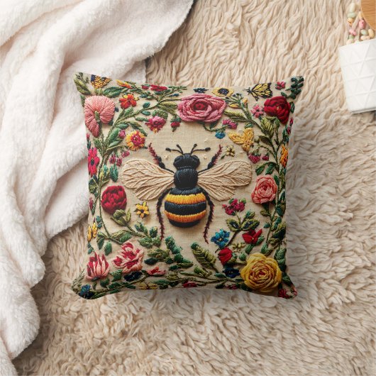 Embroidered Bee クッション (ブランケット)