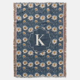 Embroidered Daisy Denim Blanket | Monogram スローブランケット