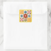 Embroidered Flower Patchwork Quilt スクエアシール (バッグ)