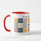 Embroidered Flowers Patchwork Quilt Mug マグカップ (左)