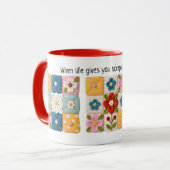 Embroidered Flowers Patchwork Quilt Mug マグカップ (正面左)