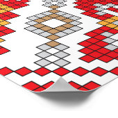 Embroidered handmade cross-stitch ethnic Ukraine p ポスター (角)