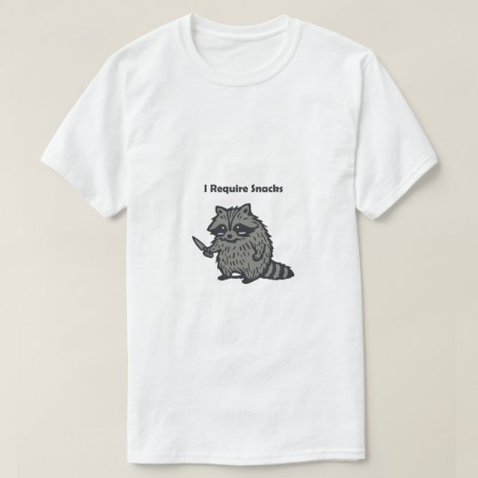 Embroidered I Require Snacks funny cozy Tシャツ (デザイン正面)