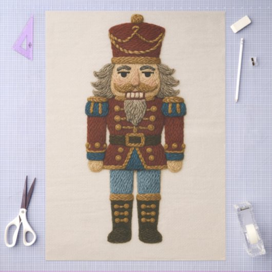 Embroidered Look Christmas Nutcracker 薄葉紙 (クラフト)