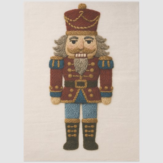 Embroidered Look Christmas Nutcracker 薄葉紙 (正面)
