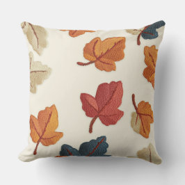 Embroidered Look Fall Leaf Throw Pillow アウトドアクッション