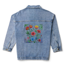 Embroidered look flowers denim jackets