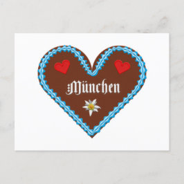 Embroidered Oktoberfest Munich gingerbread heart ポストカード