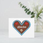 Embroidered Oktoberfest Munich gingerbread heart ポストカード (スタンド正面)