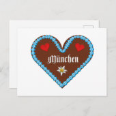 Embroidered Oktoberfest Munich gingerbread heart ポストカード (正面/裏面)