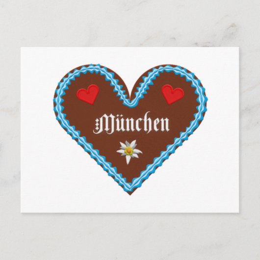 Embroidered Oktoberfest Munich gingerbread heart ポストカード (正面)
