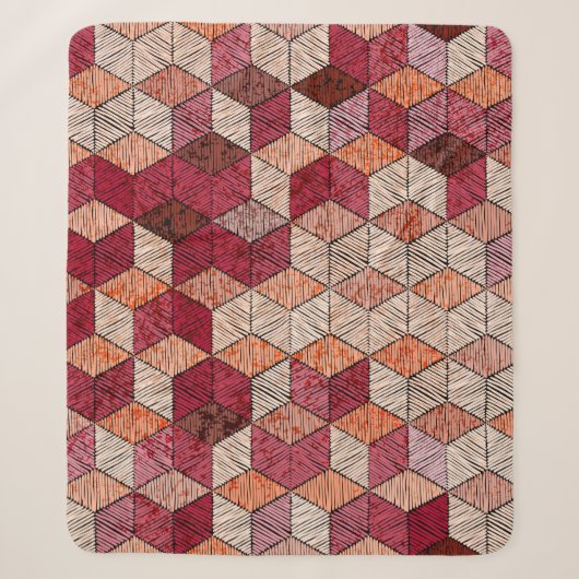 Embroidered patchwork seamless pattern. Bohemian.  シェルパブランケット (正面)