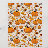 embroidered pumpkin fall pattern scrapbook paper (正面/裏面)
