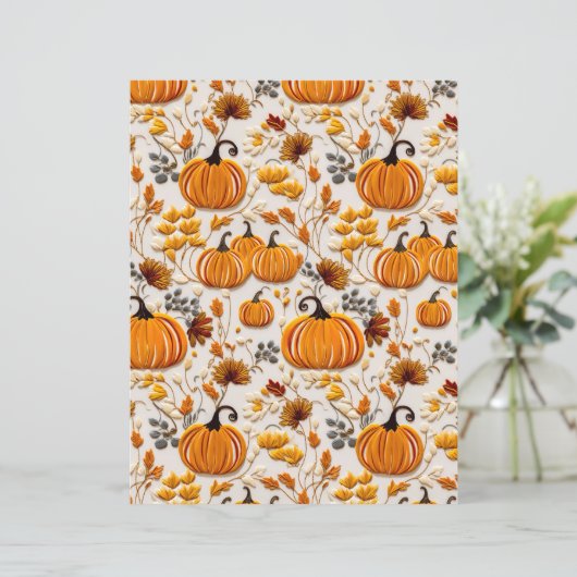 embroidered pumpkin fall pattern scrapbook paper (スタンド正面)