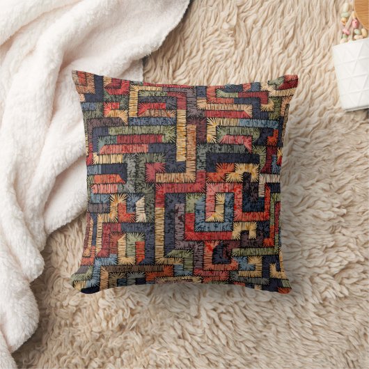 Embroidered seamless geometric pattern. Ethnic and クッション (ブランケット)