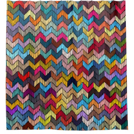 Embroidered seamless geometric pattern. Ornament E シャワーカーテン (正面)