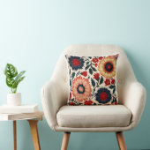 Embroidered Suzani Motif Folk Art FlorThrow Pillow クッション (椅子)