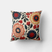 Embroidered Suzani Motif Folk Art FlorThrow Pillow クッション (裏面)