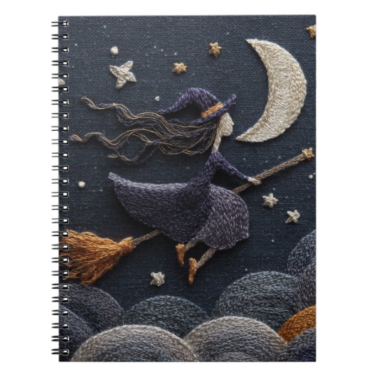 Embroidered Witch Moonlight Sky Notebook ノートブック (正面)