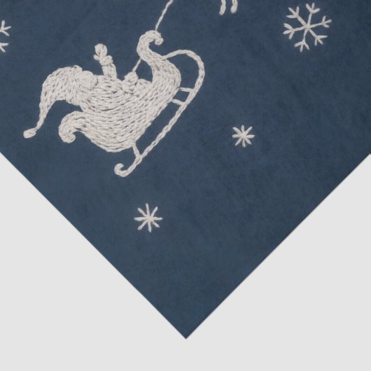 Embroidery Christmas Night Sky Santa Sleigh 薄葉紙 (詳細)