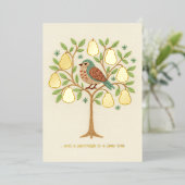 Embroidery Christmas Partridge in a Pear Tree 箔シーズンカード (立ち正面)