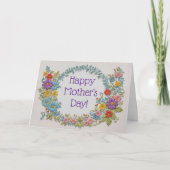 Embroidery Look Wreath Mothers Day カード (正面)