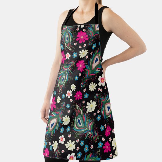 Embroidery peacock feathers seamless pattern. Clas エプロン (インサイチュ)