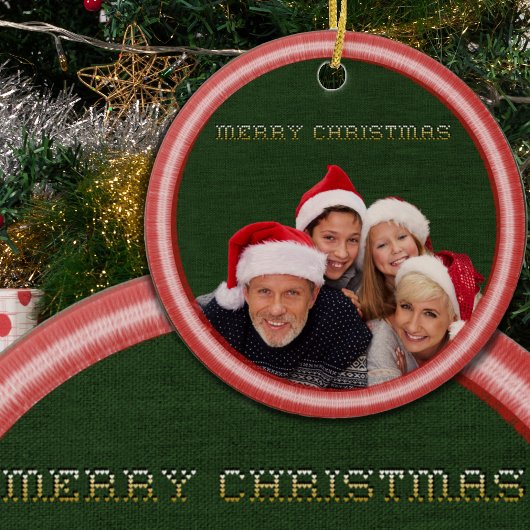 Embroidery Stitches and Fabric Photo Christmas セラミックオーナメント