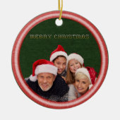 Embroidery Stitches and Fabric Photo Christmas セラミックオーナメント (正面)