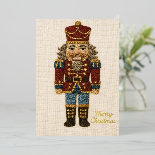 Embroidery Stitchwork of Nutcracker Christmas 箔シーズンカード (立ち正面)