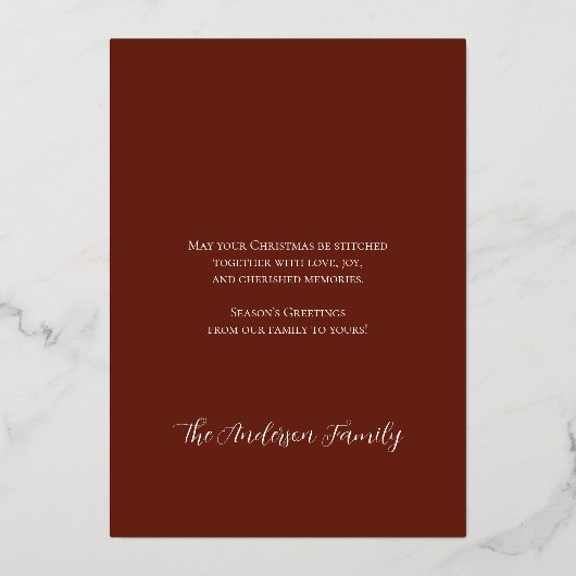 Embroidery Stitchwork of Nutcracker Christmas 箔シーズンカード (裏面)