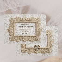 Embroidery Timeless Lace Frame Wedding Details エンクロージャーカード