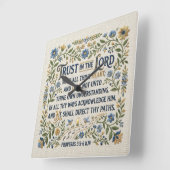 Embroidery Trust in the Lord Proverbs 3:5-6 KJV スクエア壁時計 (傾斜)