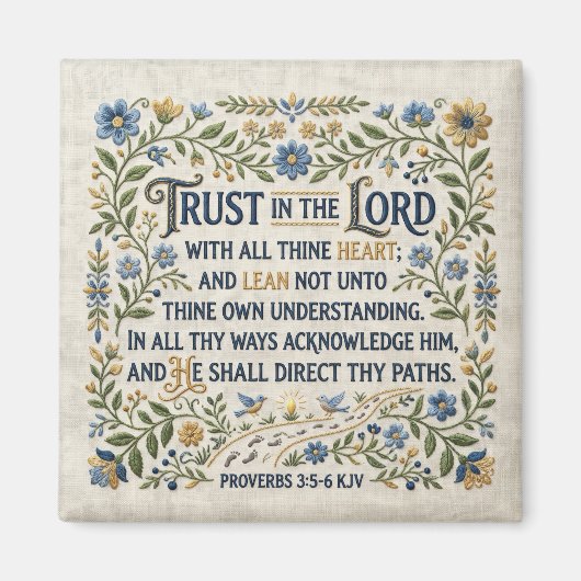 Embroidery Trust in the Lord Proverbs 3:5-6 KJV  マグネット (正面)