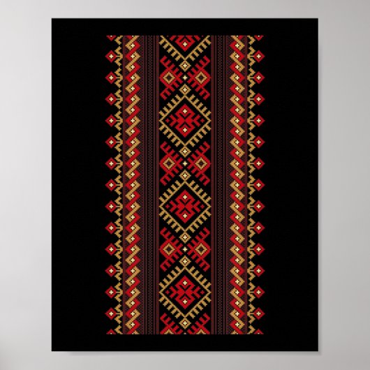 Embroidery Ukraine Vyshyvanka Print Ethnic Pattern ポスター (正面)